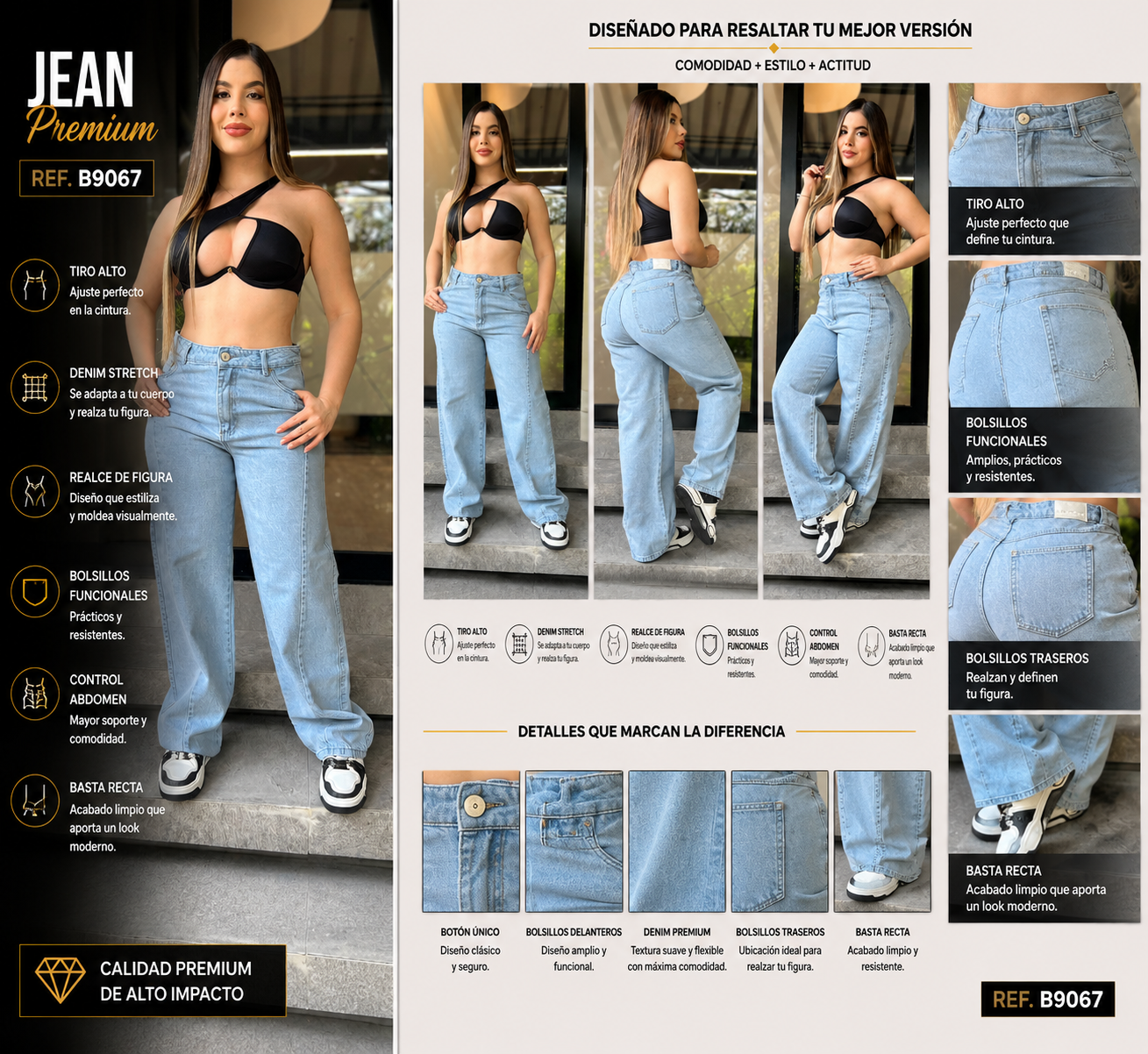 cargo en jeans de dama 9067