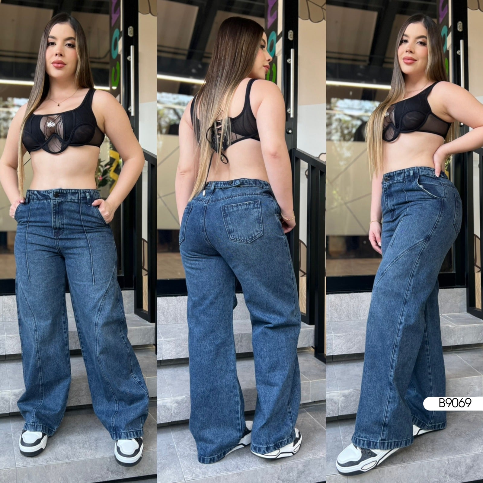 cargo en jeans de dama (rigido) 9069