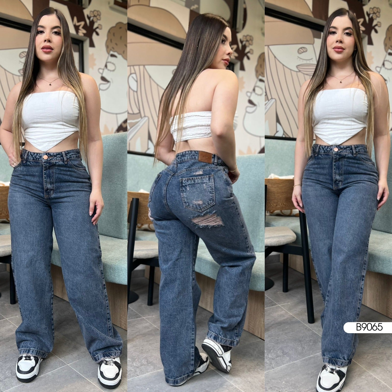cargo en jeans de dama (rigido) 9065