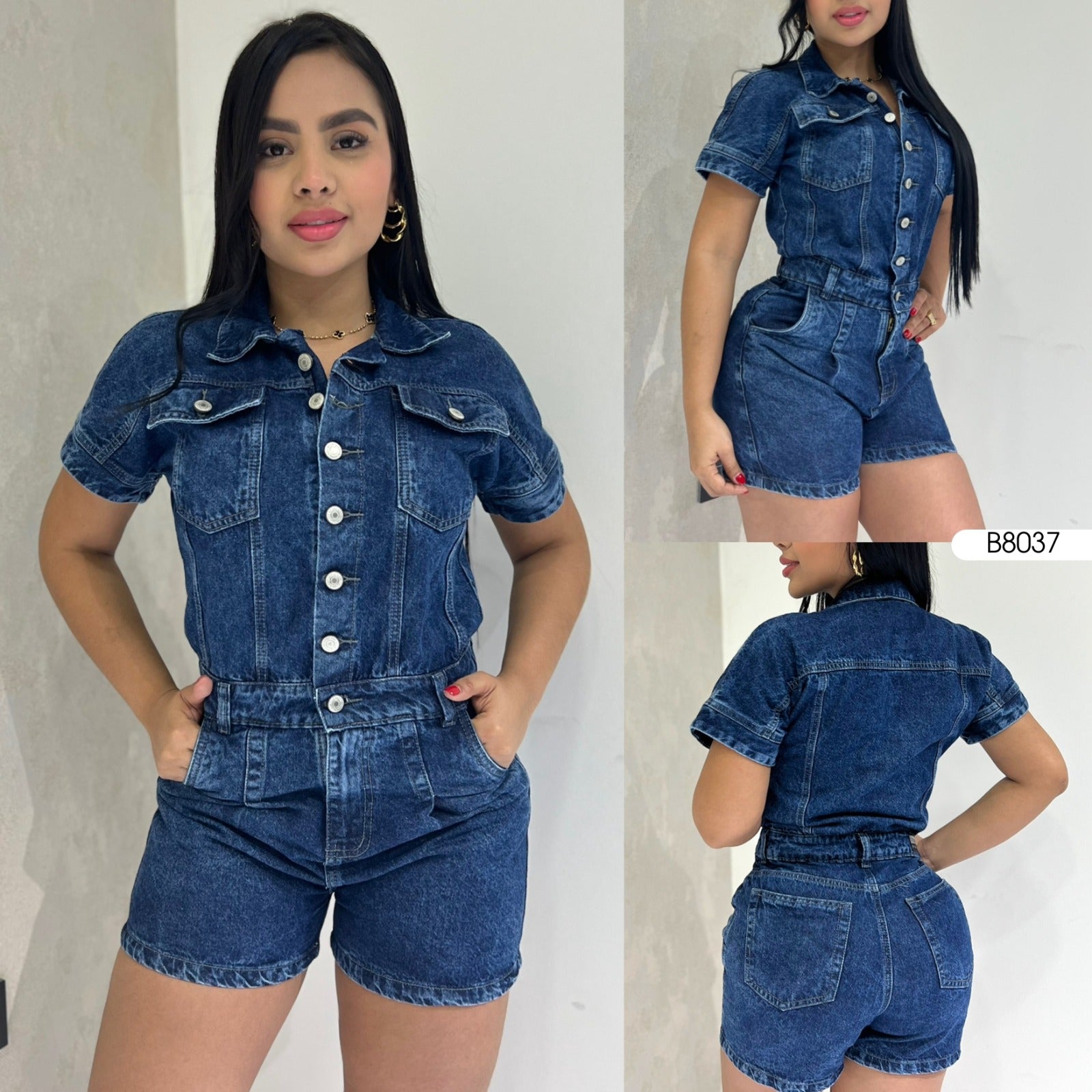 enterizo en jeans de dama (rigido) 8037