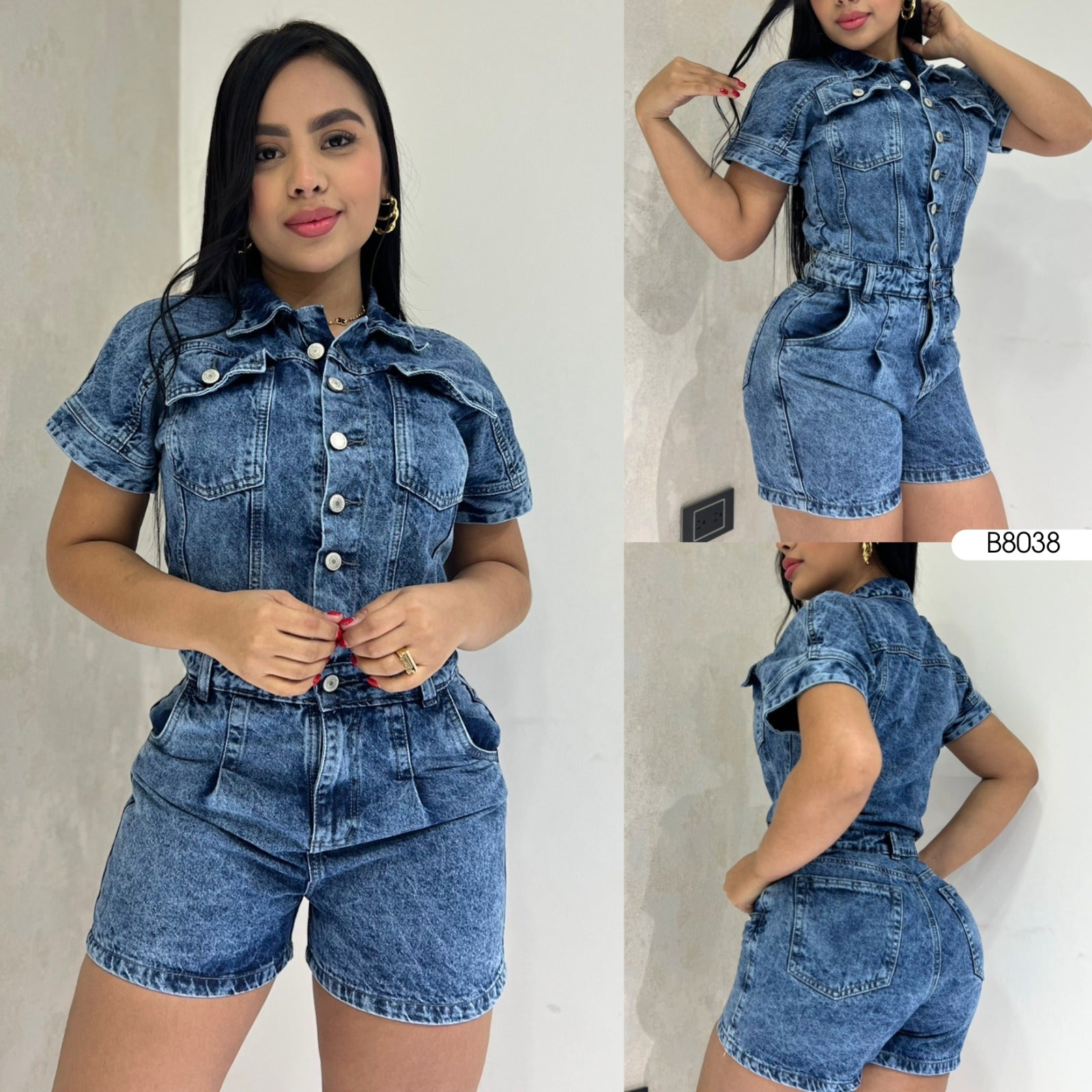 enterizo en jeans de dama (rigido) 8038